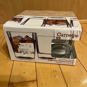 Godinger Carnegie Crystal Double Old Fashioned Glasses Set of 4 New In Box 8oz